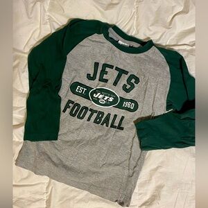 NFL Team Apparel Gray and Green JETS Shirt